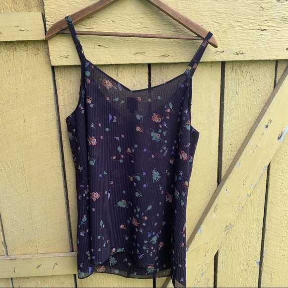 Cabi Pinstripe Cami Pinstripe Floral Tank Size Medium - Picture 8 of 9